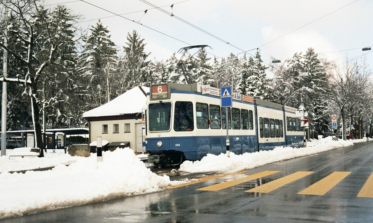 Zürich_02-2009_Linie 6 am Zoo vor der Talfahrt in die City.