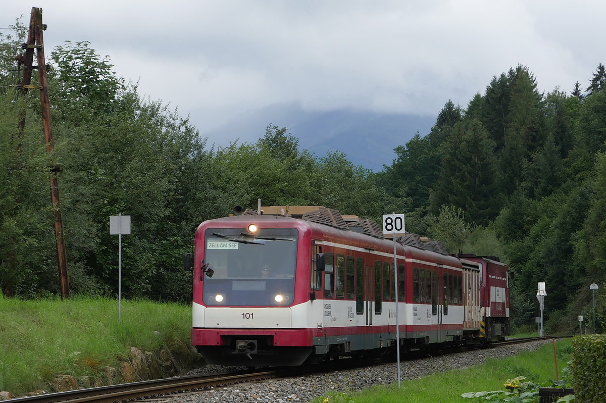 Zug 3317 von Krimml kommend nach Zell am See; kurz vor Mittersill, 02.09.2019
