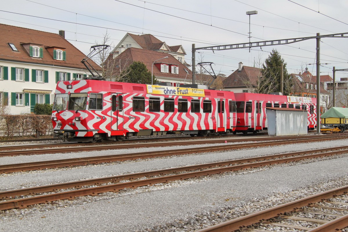 Zug der Frauenfeld-Wil Bahn,abgestellt in Wil/SG 25.02.14