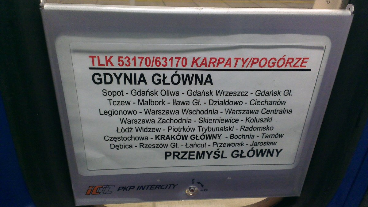 Zuglaufschild der TLK 53170/63170