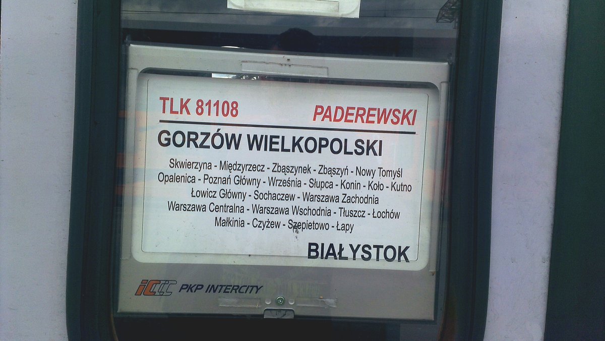 Zuglaufschild der TLK 81108