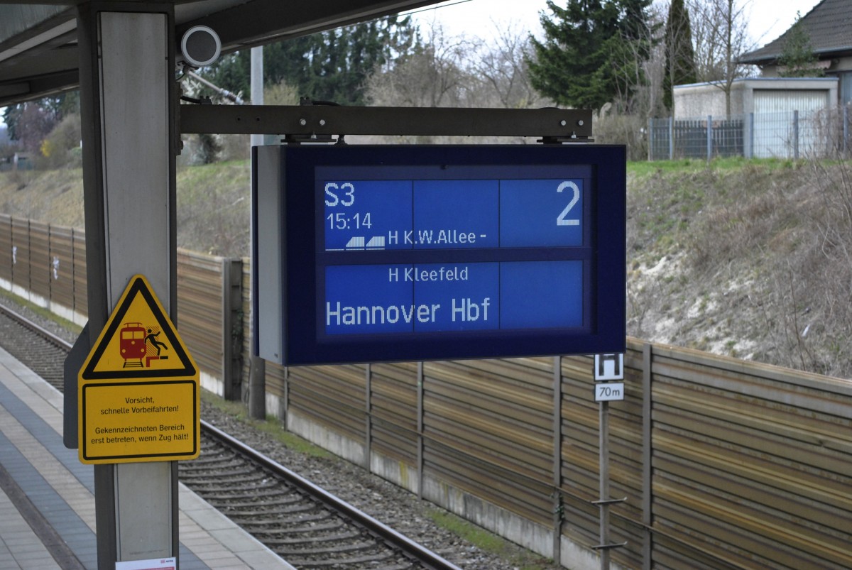 Zugzielanzeiger in Hannover/Anderten/Misburg am 07.04.2015