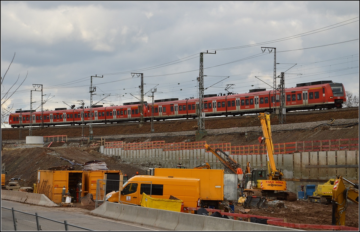 Zwei 425er an der Baustelle für S21. Stuttgart, Februar 1016.