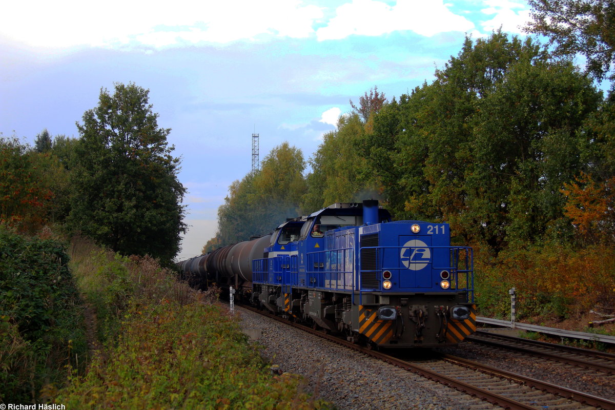 Zwei G1206 der Infra Leuna ziehen einen Kesselzug aus Wittgensdorf oberer Bahnhof.