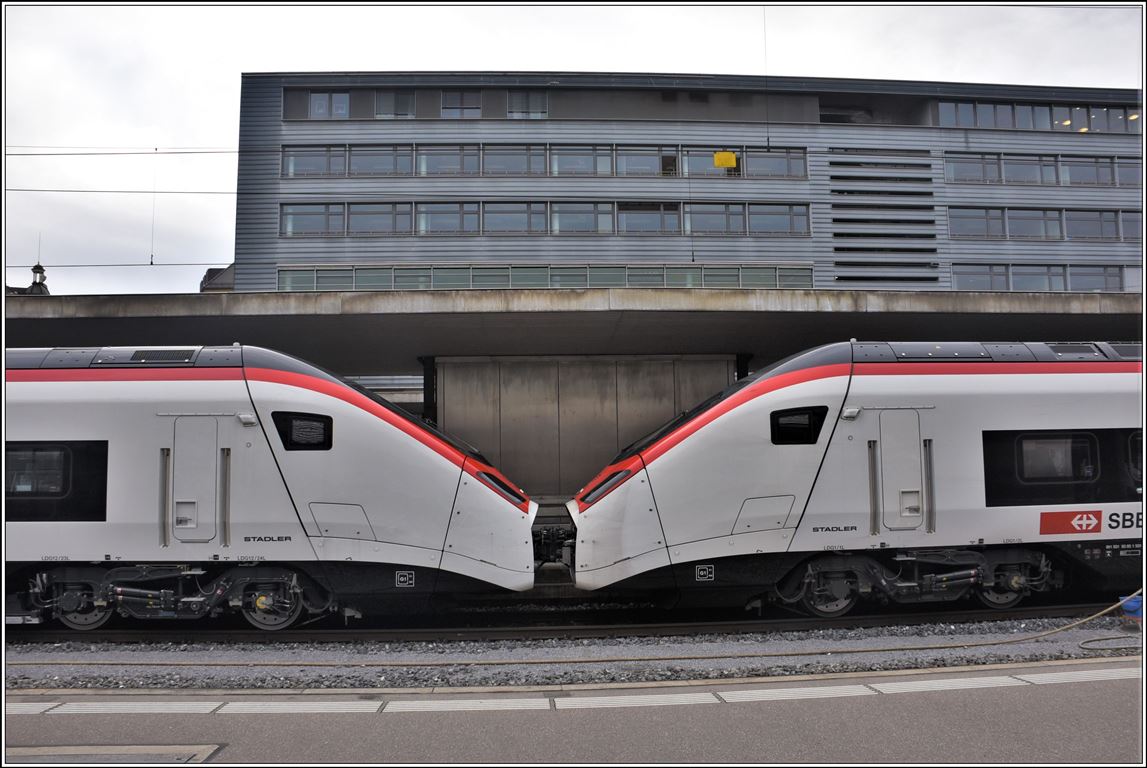 Zwei Girunos verkehren an diesem Nachmittag durch den Gotthard nach Lugano. (13.01.2019)