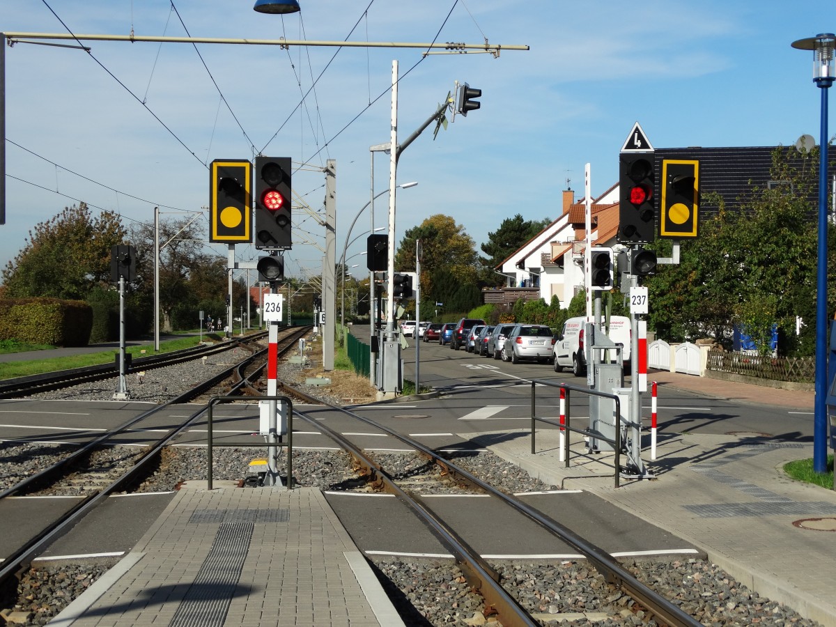 Zwei Lichtsignale in Edingen OEG Bhf am 18.10.14