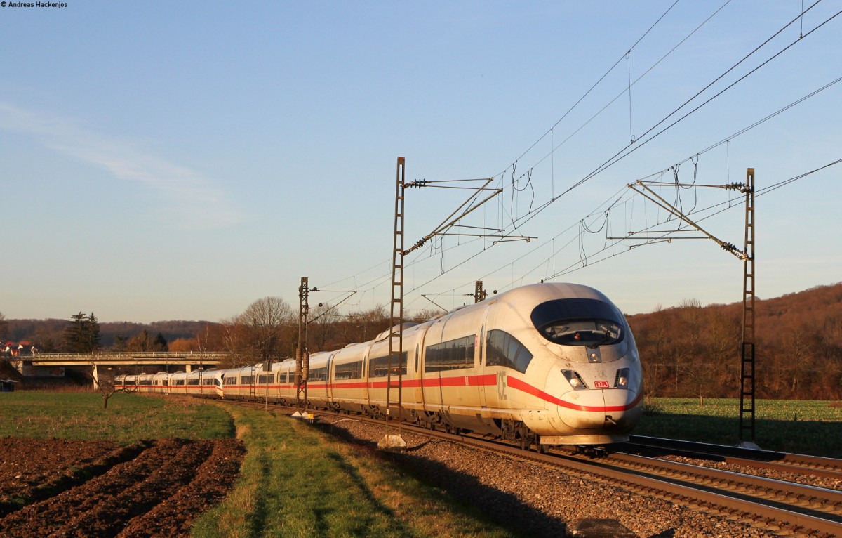 Zwei unbekannte 403 als ICE 107 (Köln Hbf-Basel SBB) bei Kollmarsreute 25.1.16