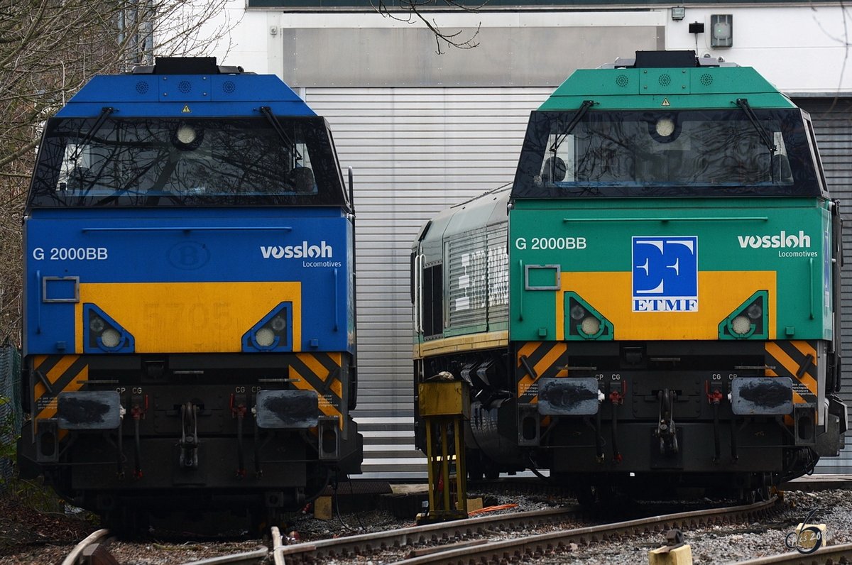 Zwei Vossloh G2000 BB im Dezember 2016 in Hattingen