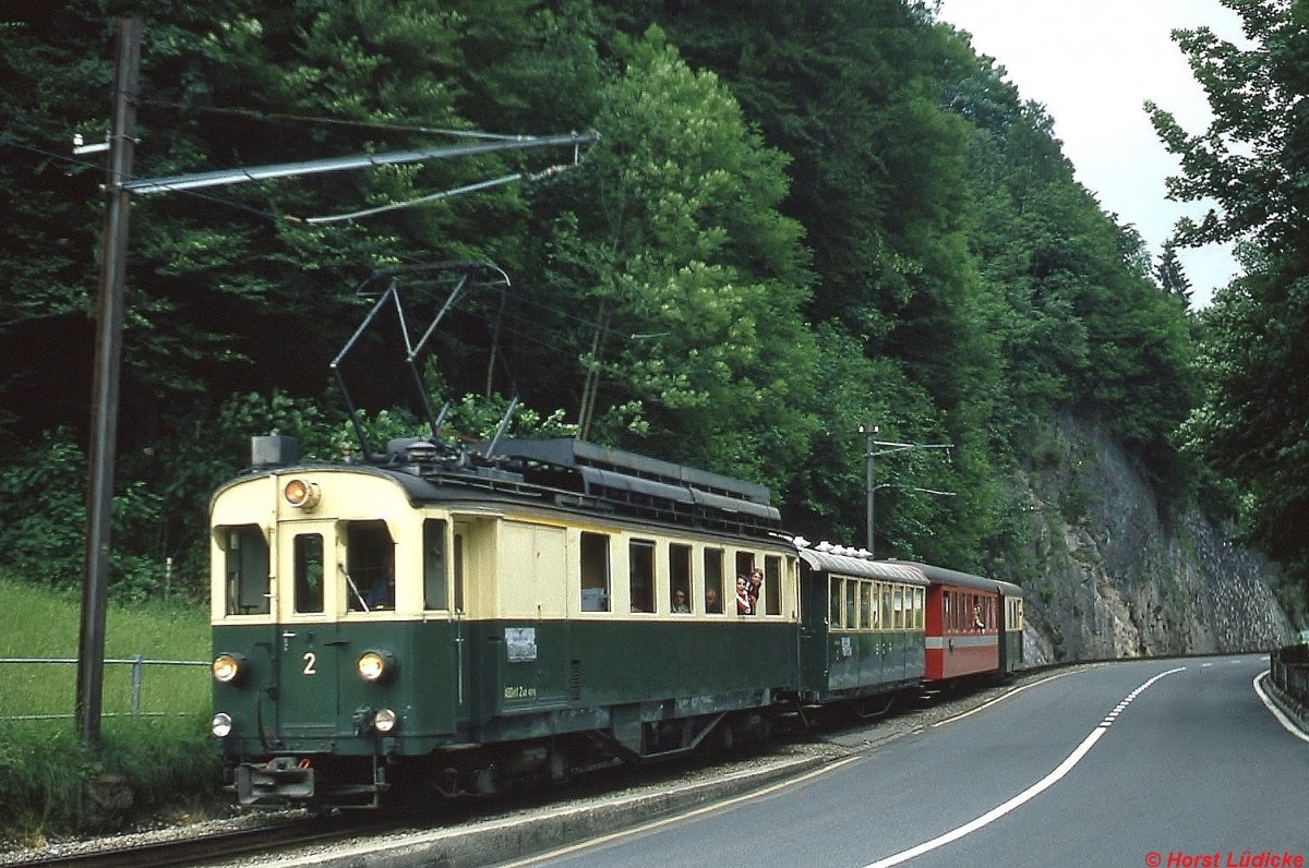 Zwischen St. Gallen und Gais ist ABDeh 4/4 2 der SGA im Frühjahr 1979 unterwegs.