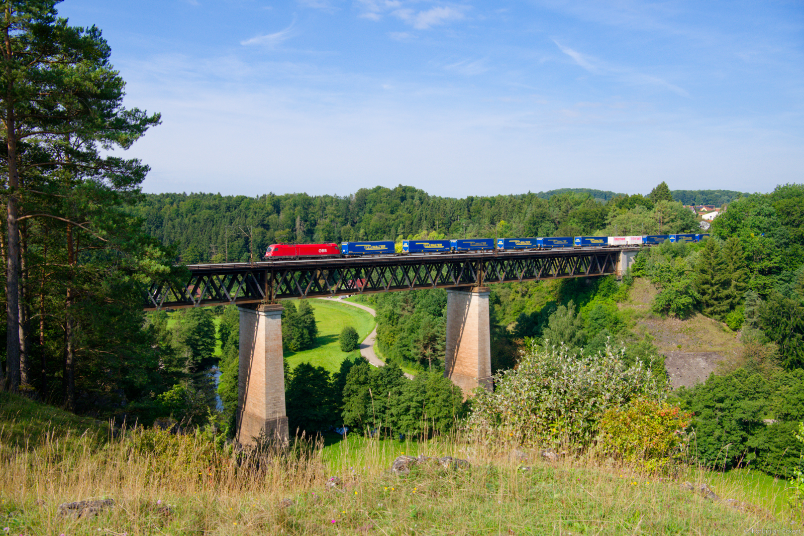 1116 041 ÖBB mit einem LKW-Walter KLV-Zug bei Beratzhausen Richtung Regensburg, 21.08.2021