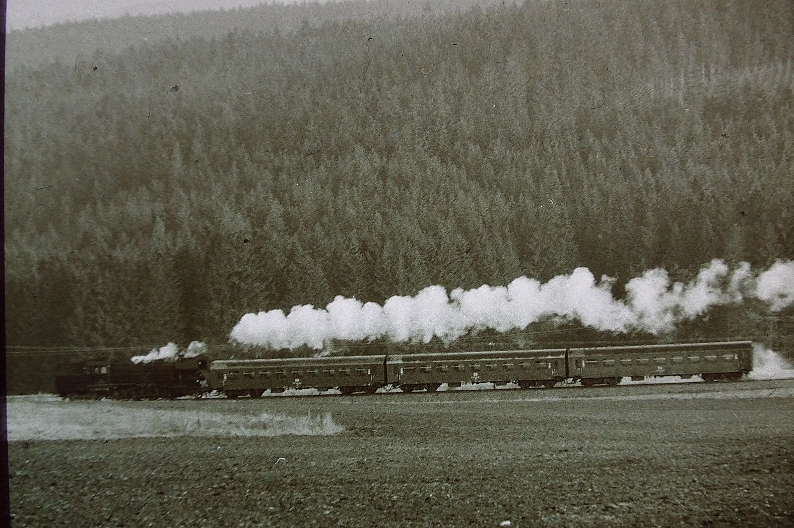 124 (Plandampf im Thüringer Wald Rennsteig & Lobenstein 18.- 21. März 1993 ) 65 1049-9 mit N 15233  Wurzbach -  Lobenstein bei Ober-Unterlemnitz aufnahme S-W Agfa Iso 100 mit Kamera Minolta X-300