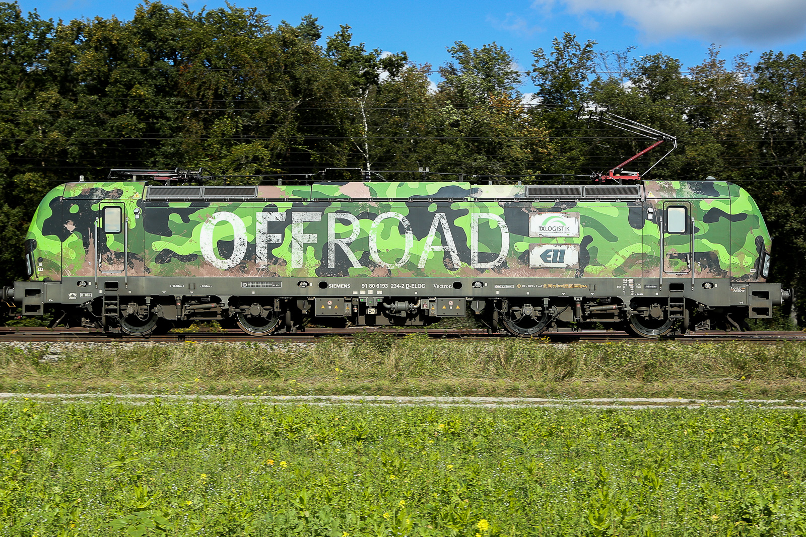 193 234 grüne OFFRAOD Lok von TXL Logistik am 29.9.24 bei Eglharting.