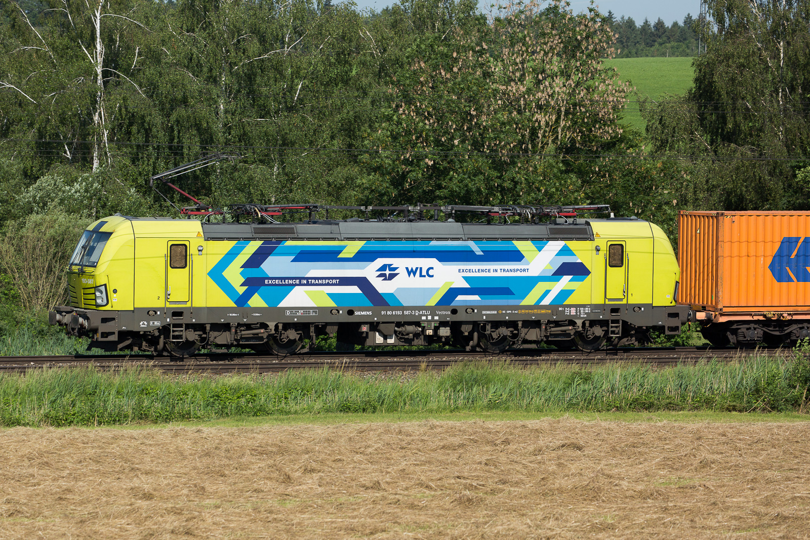 193 587 WLC kommt zum Vorschein aus dem Geb�sch am19 Juni 26 �stl von Osterm�nchen. 