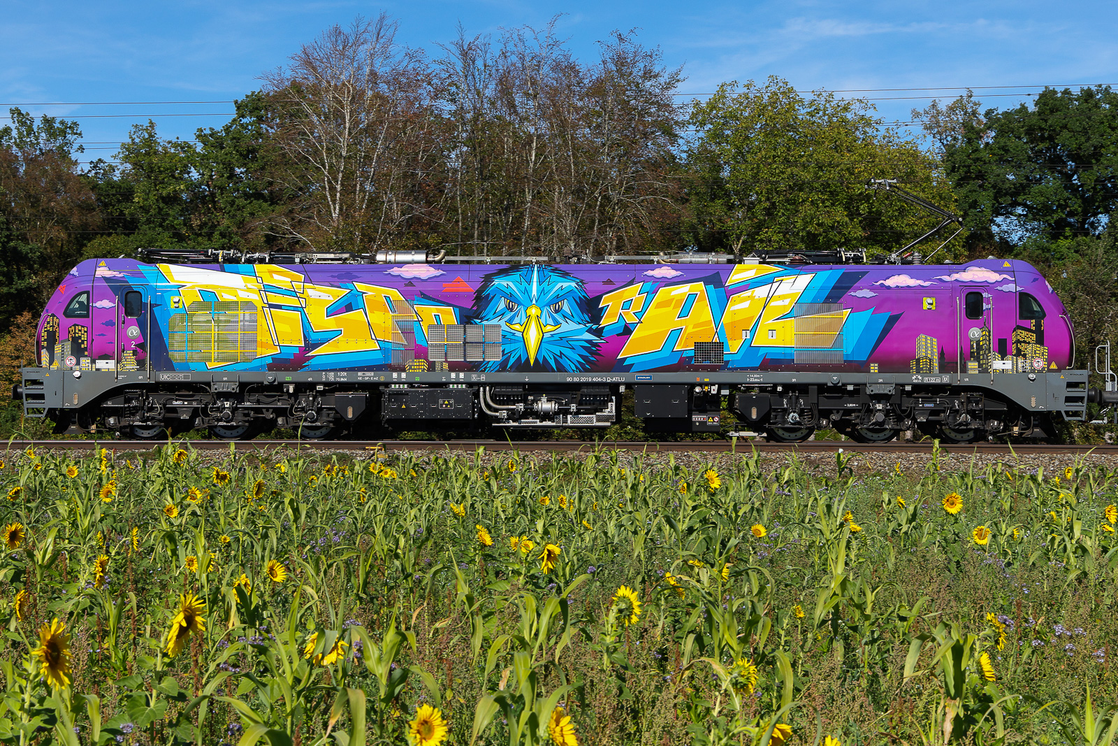 2019 404 Graffiti Lok wurde gemeldet. Dispo Rail ist wirklich sehr einfallsreich was ihre Bemalungen angeht. Eine wahre Bereicherung für unser Hobby. Bunte Freude am 27.09.26 bei Eglharting.