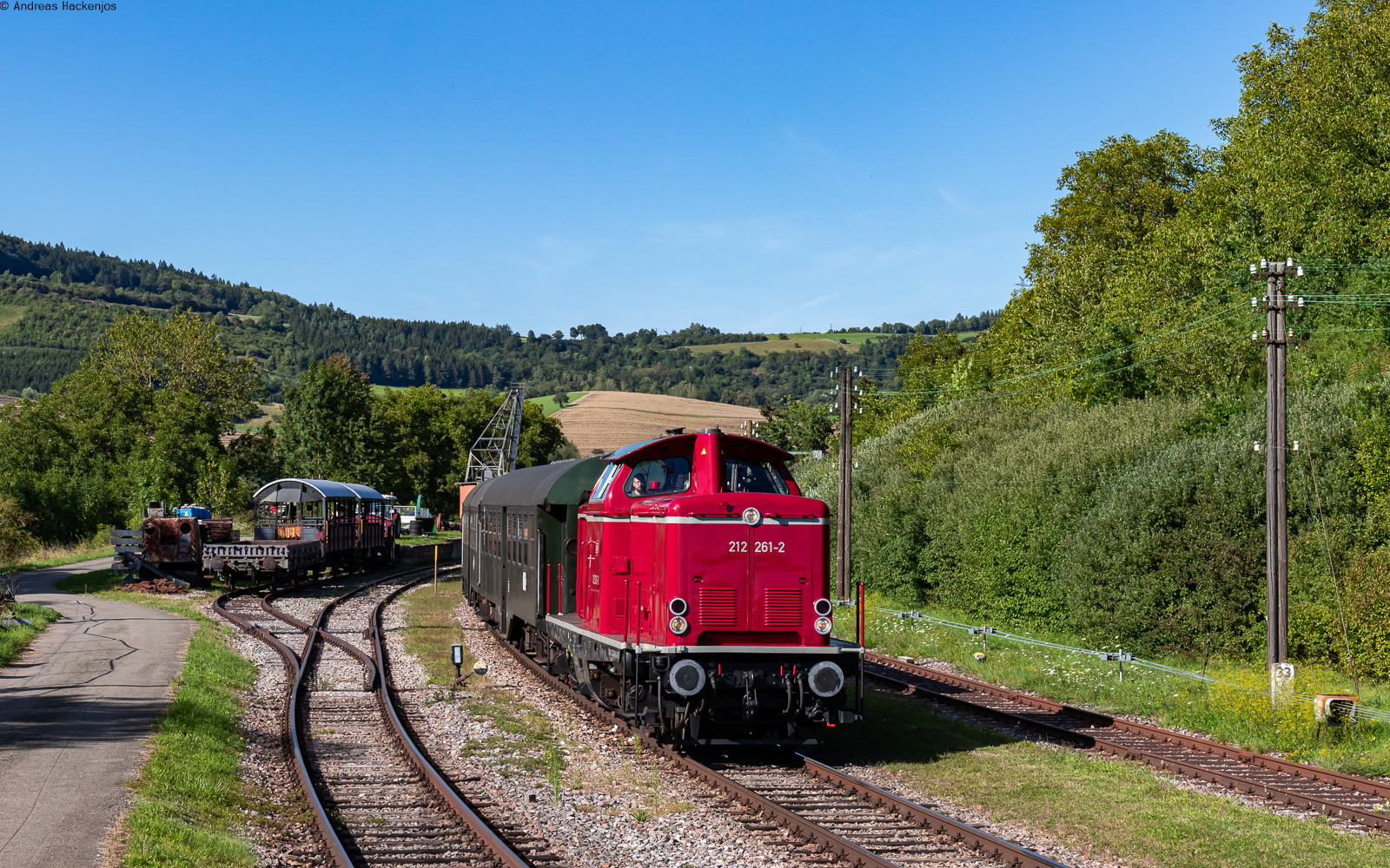 212 261 mit der WTB 123 (Blumberg-Zollhaus - F�tzen) bei der Einfahrt F�tzen 7.8.25
