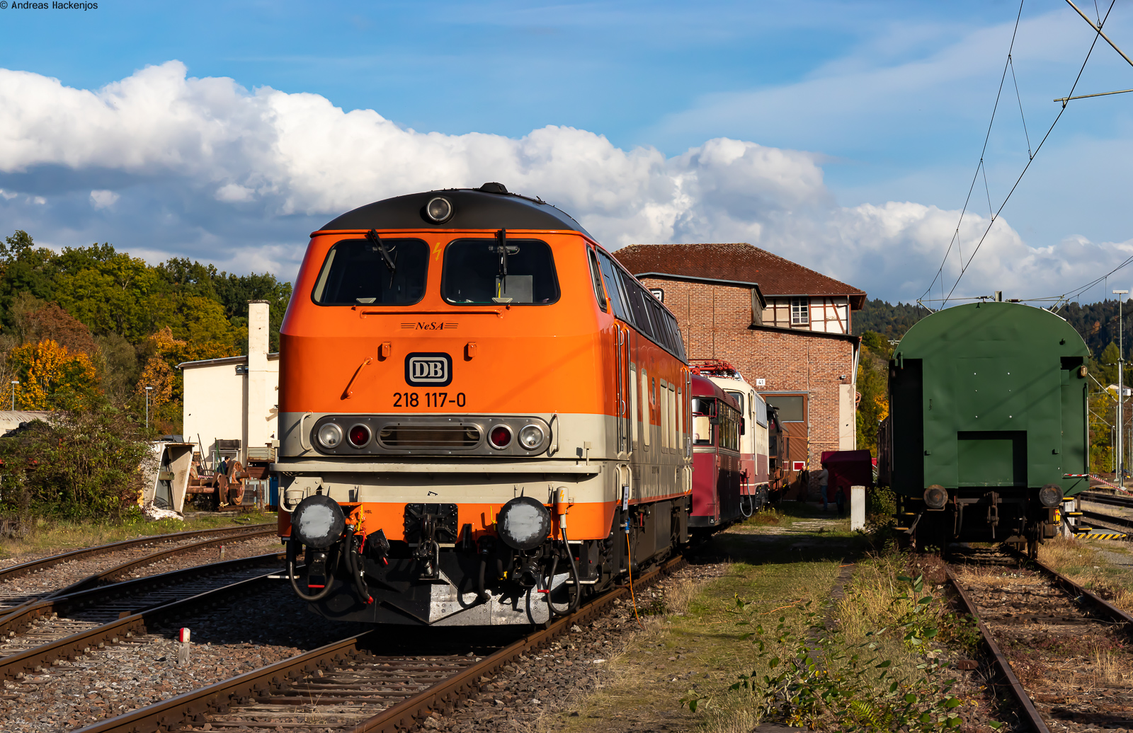 218 117-0 bei den Rottweiler Dampfloktagen 8.10.22. Betreten der Gleisanlagen war bis zu diesem Punkt erlaubt.