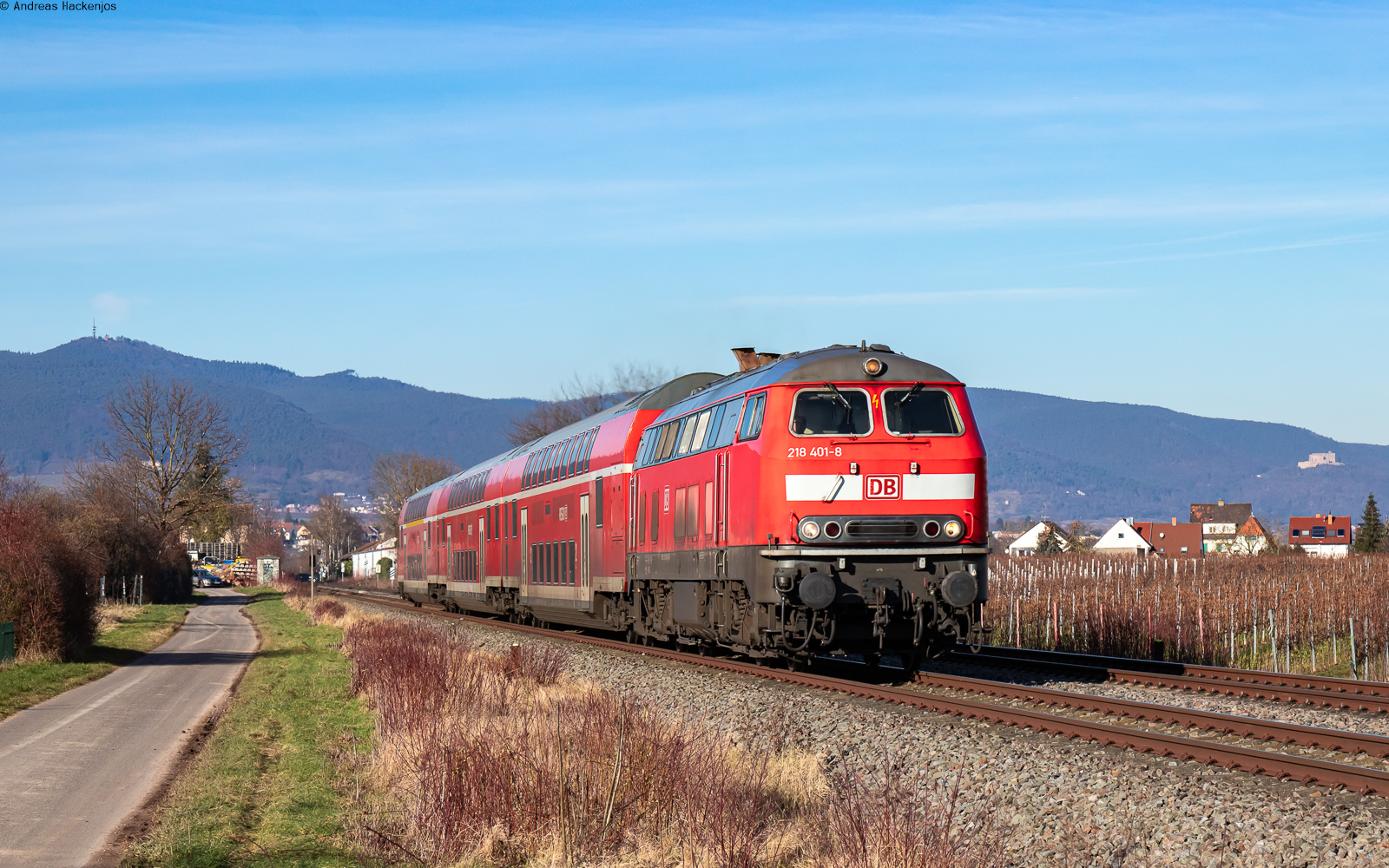 218 401	mit dem RE 12025 (Neustadt(W) Hbf - Karlsruhe Hbf) bei Edesheim 14.1.25