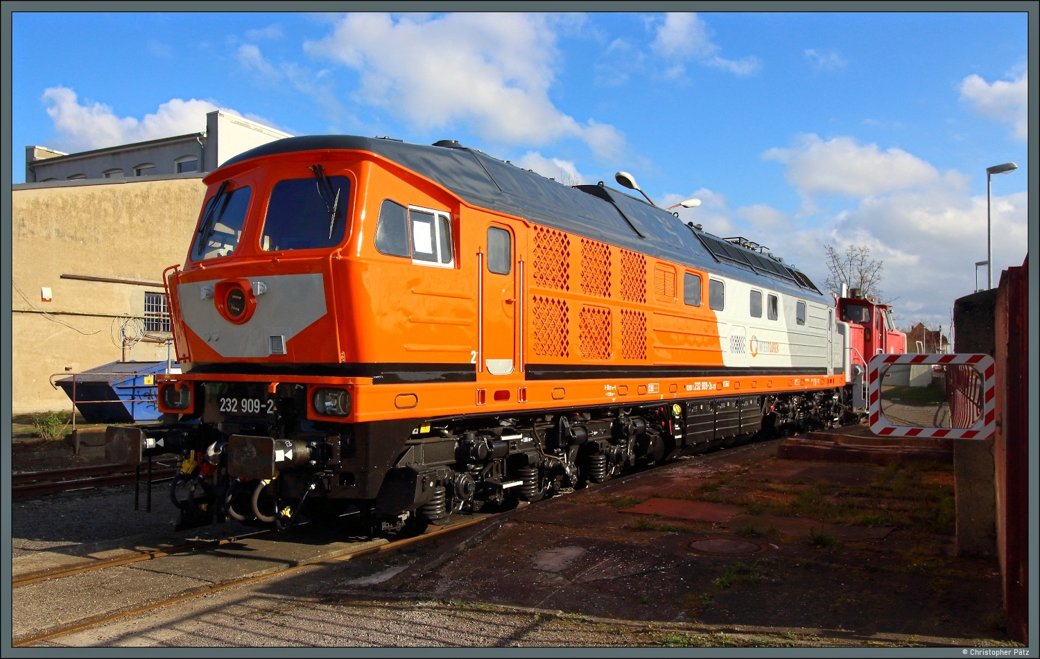 232 909-2 der Intertourex weilt am 29.03.2026 in Delitzsch bei der LEG, um nach der Revision mit Neulackierung noch Restarbeiten zu erledigen.