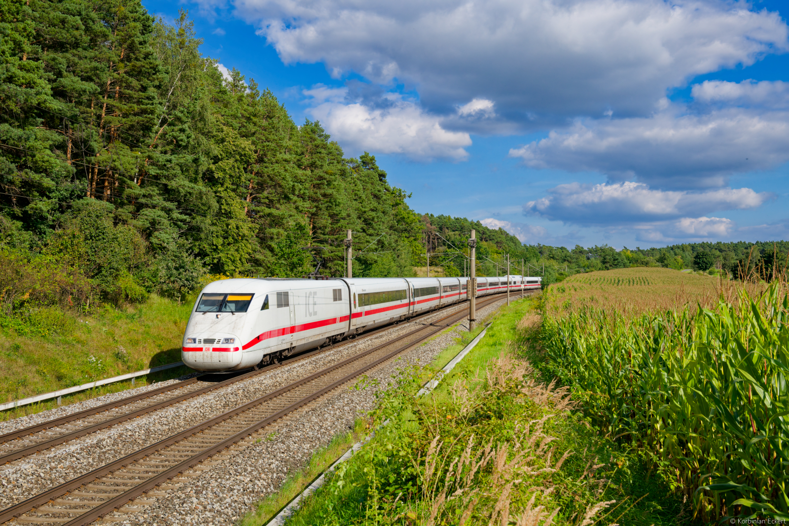 401 053 DB Fernverkehr  Neumünster  als ICE 786 (München Hbf - Hamburg-Altona) bei Hagenbüchach, 01.09.2021