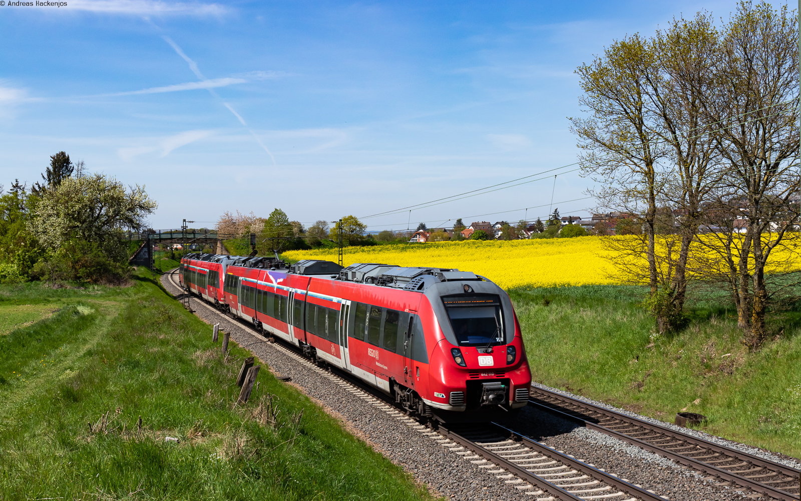 442 110 und 442 111 als RB 15117 / RB 15017 (Dillenburg / Treysa – Frankfurt(Main)Hbf) bei Kirch Göns 3.5.23
