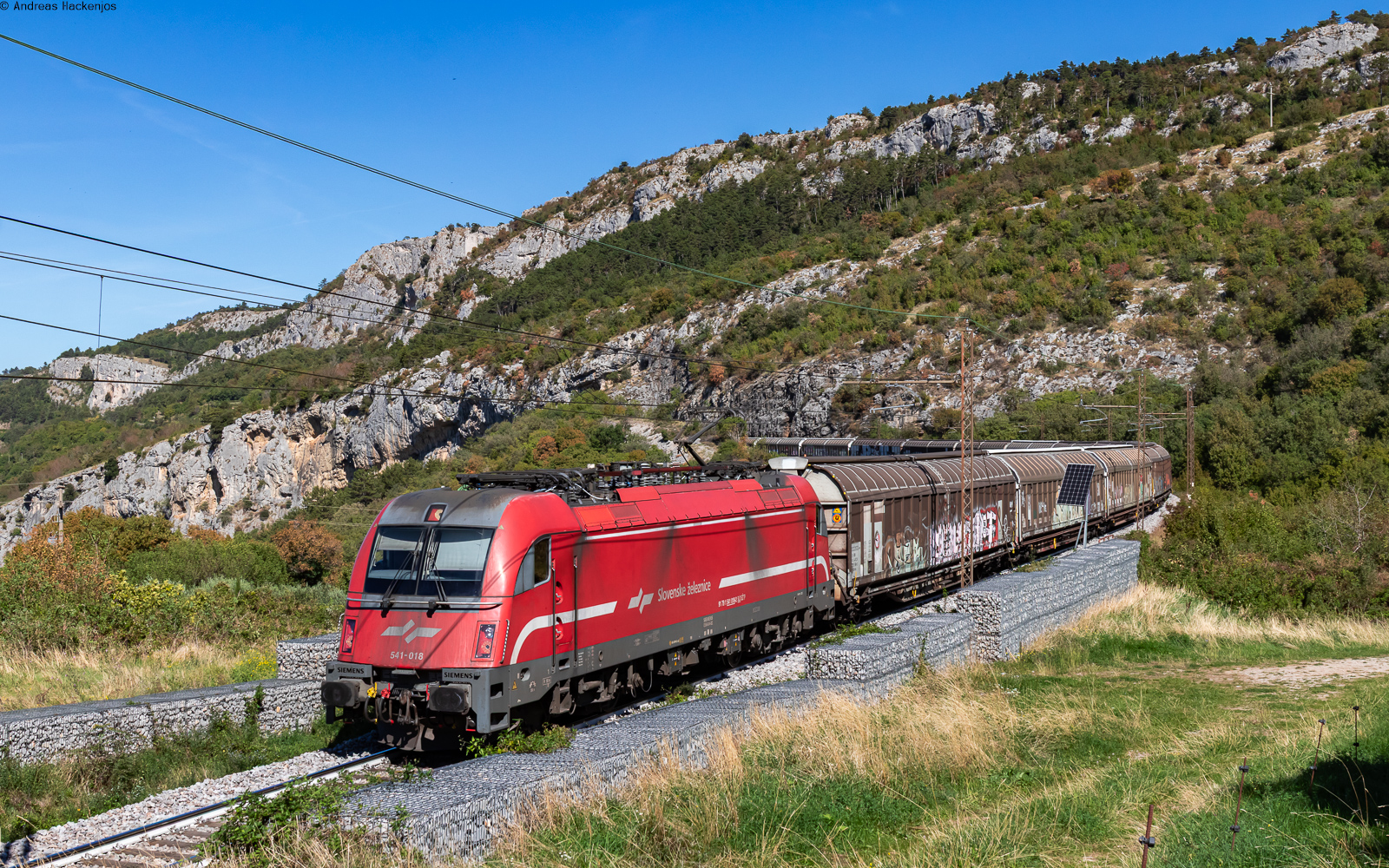 541 018 mit dem 44483 (Villach S�d Gvbf - Koper tovorna) bei Zanigrad 3.10.26
