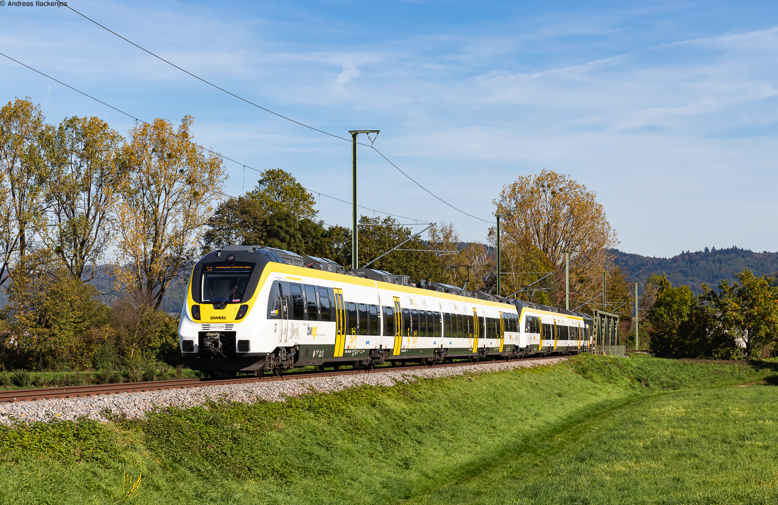 8442 206 und 8442 203 als S 88371 (Bleibach - Freiburg(Brsg)Hbf) bei Denzlingen 17.10.22