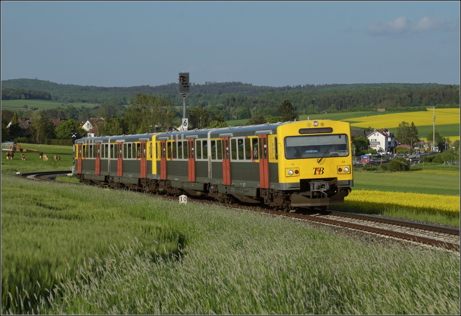 Abgesang auf die Taunus Elevated.

609 001 HLB VT01 und 609 004 HLB VT04 bei Wehrheim auf dem Weg nach Brandoberndorf. Mai 2022.