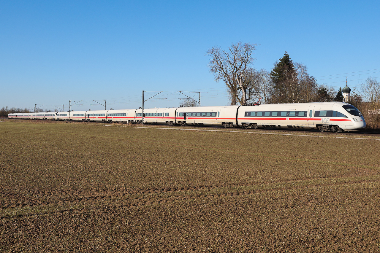 Amselfing am 1.2.25 Die ICE Züge sind meistens von Hamburg nach Wien unterwegs.