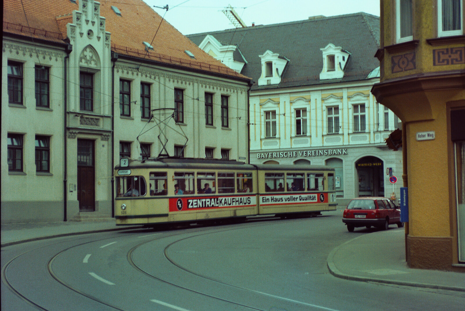 Augsburger Straßenbahn, Ort leider unbekannt. Wer weiß etwas über den Ort? Sommer 1984 