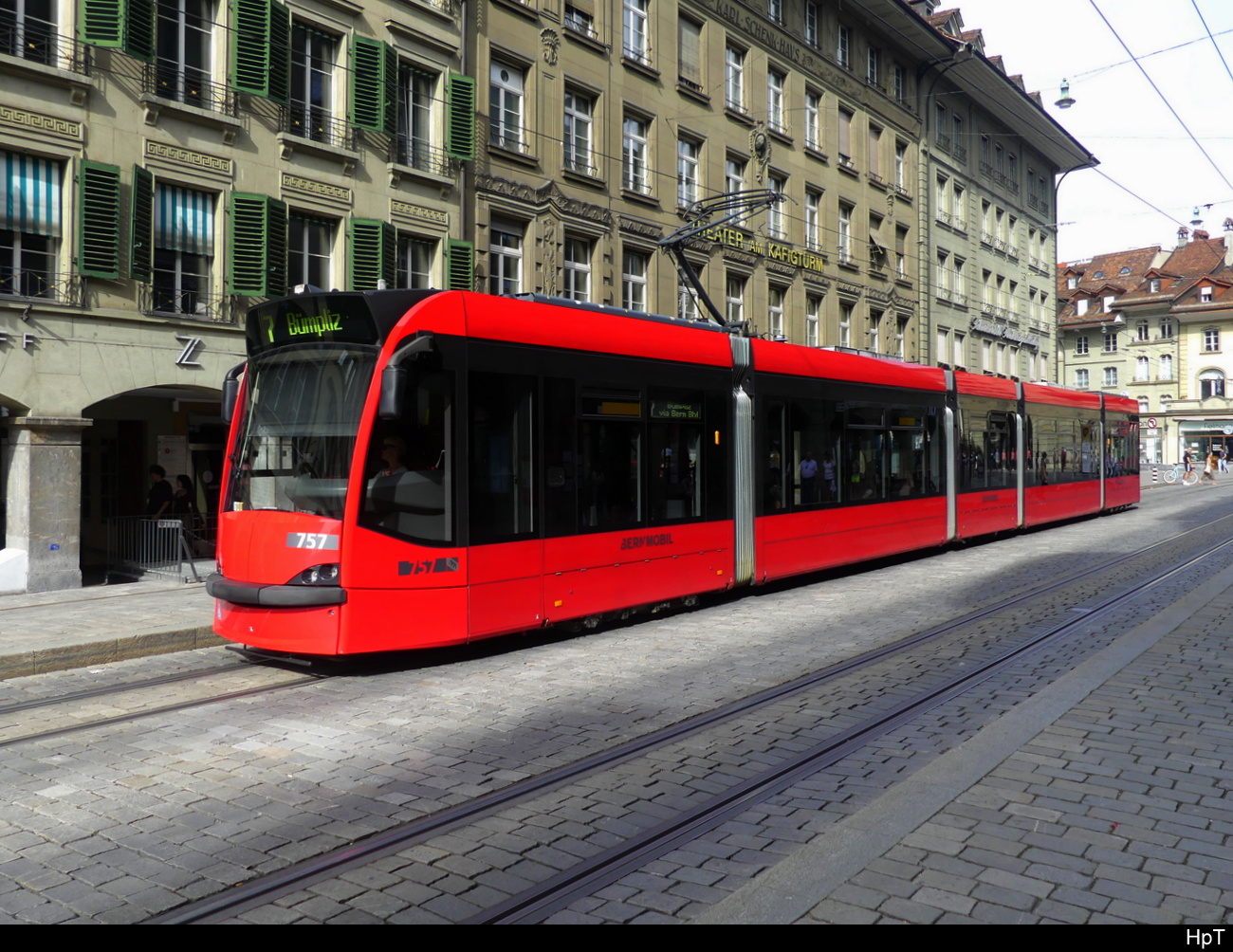 Bern Mobil - Be 4/6 757 unterwegs auf der Linie 7 in der Stadt Bern am 03.09.2023