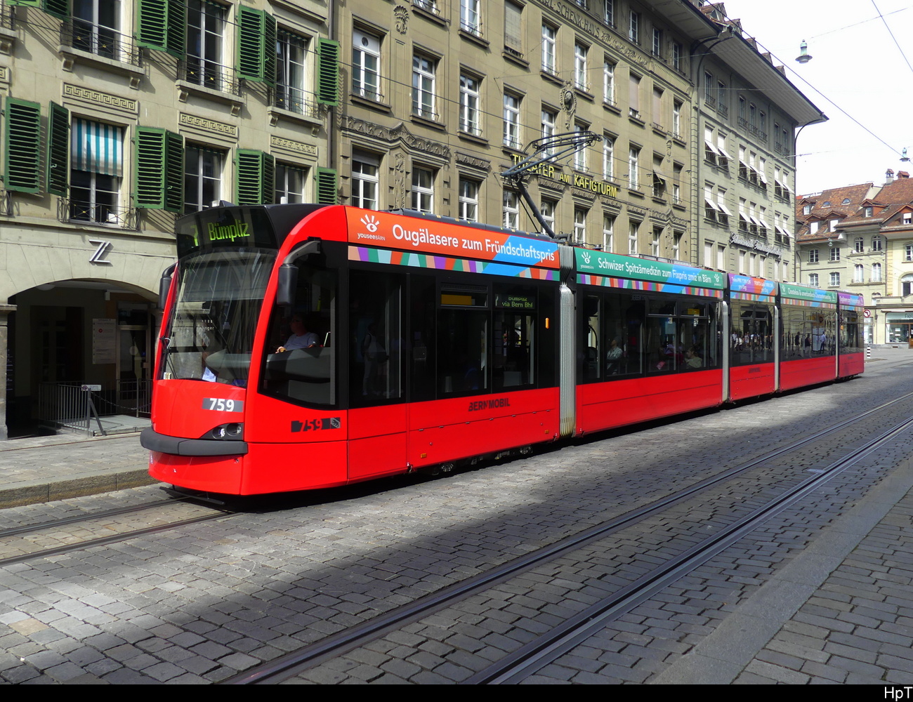Bern Mobil - Be 4/6 759 unterwegs auf der Linie 7 in der Stadt Bern am 03.09.2023