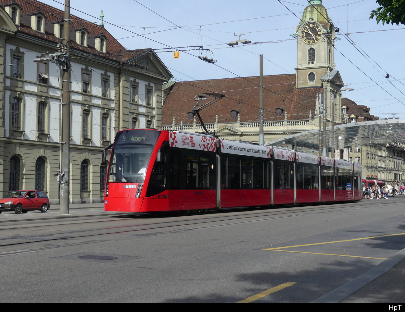 Bern Mobil - Be 6/8  667 unterwegs auf der Linie 9 in der Stadt Bern am 03.09.2023