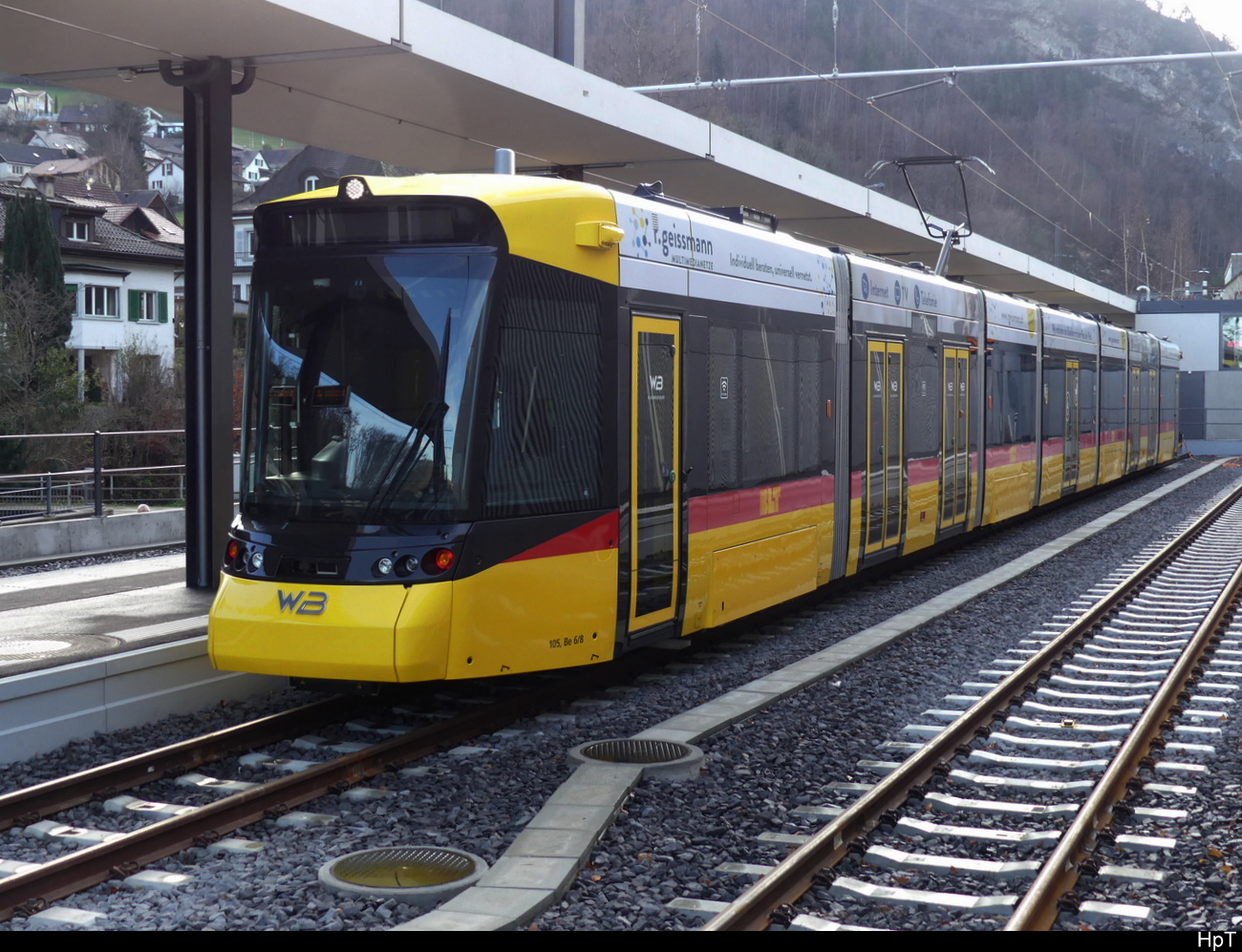 BLT / WB - Be 6/8  105 im Bhf. Waldenburg am 25.12.2022