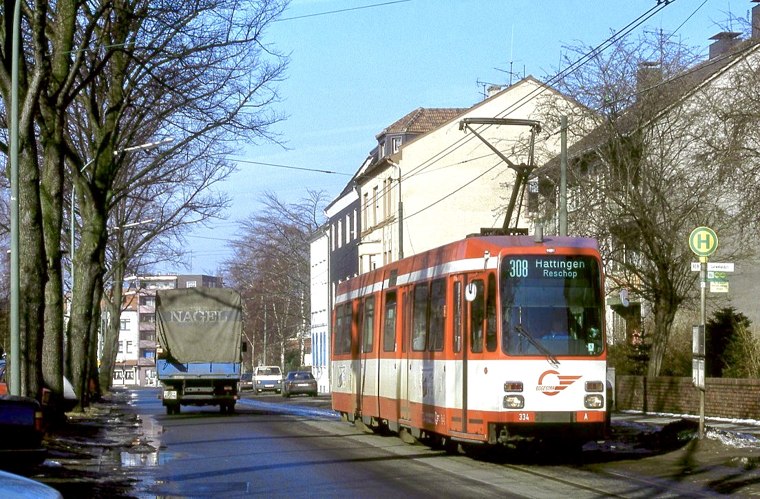 Bogestra 334, Bochum Linden, 21.02.1991.
