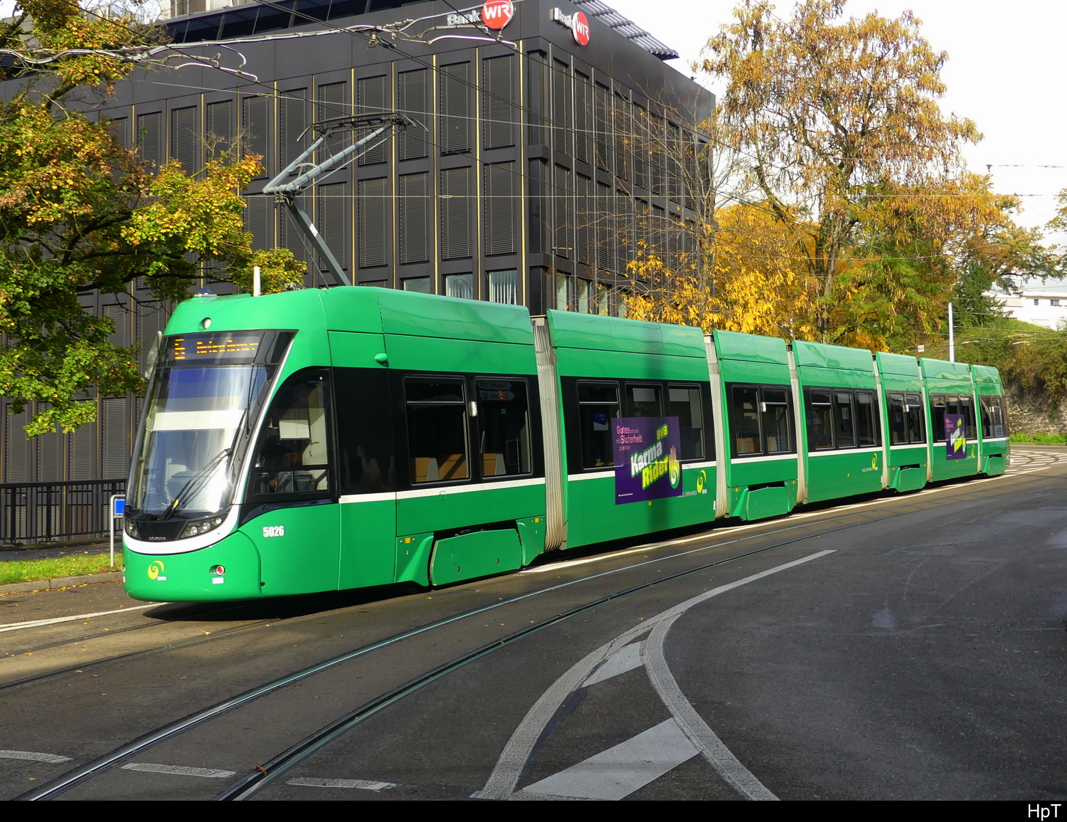 BVB - Tram Be 6/8 5026 unterwegs auf der Linie 6 in der Stadt Basel am 2024.10.13
