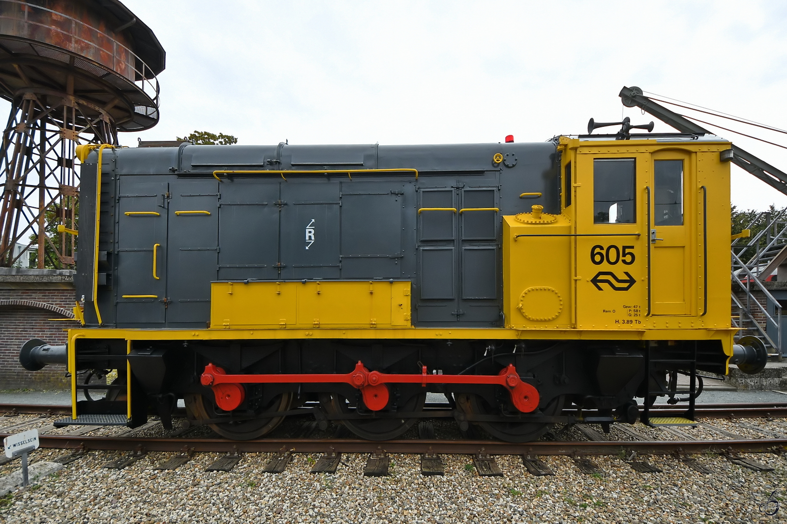 Die 1956 bei Dick Kerr Works in Preston gebaute Rangierlokomotive 605 war im September 2026 im Au�enbereich des Eisenbahnmuseums in Utrecht ausgestellt.