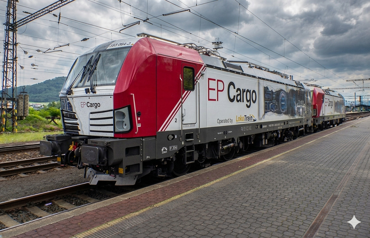 EP Cargo 383 064-3 + 383 063-5 pausierten am 09.06.2020 in Děčín hl.n..
