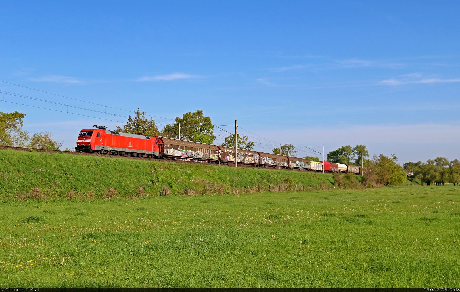 EZ mit 152 056-8 (Siemens ES64F) unterwegs in der Saale-Elster-Aue bei Schkopau Richtung Merseburg Hbf.

🧰 DB Cargo
🕓 29.4.2025 | 9:18 Uhr