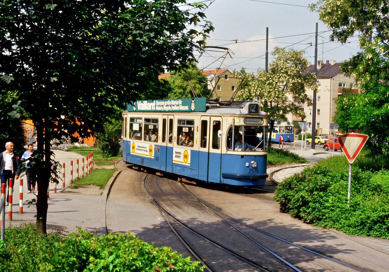 Münchener Straßenbahn, Scheidplatz, Einfahrt Nordseite, Linie 12, Wagen der Rathgeberbaureihe M. 