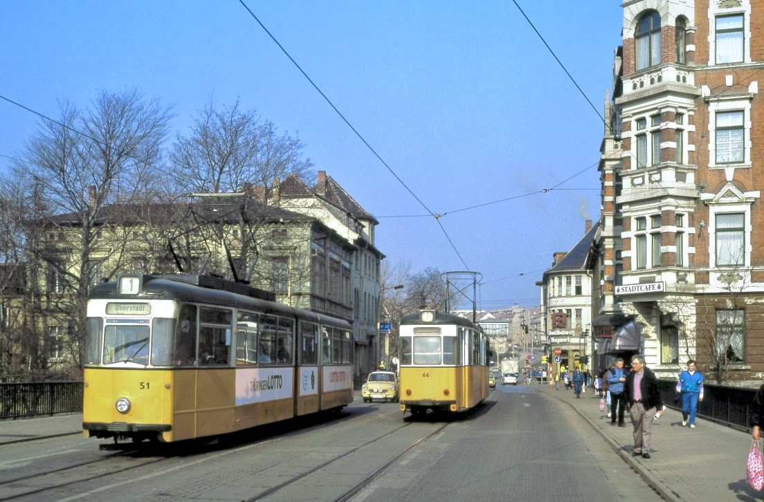 Nordhausen 51, 66, Bahnhofstraße, 01.03.1991.
