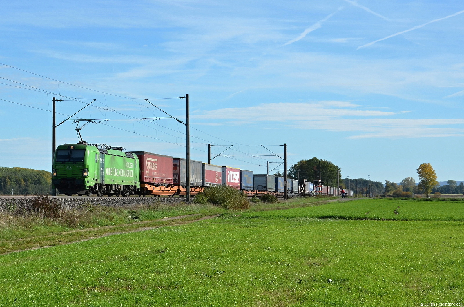 Railpool Werbelock 193 996-6  Keine Füße, kein Abdruck  dauervermietet an TX Logistik zieht ihren KLV am Sonntag den 16.10.2022 in Richtung Ansbach.