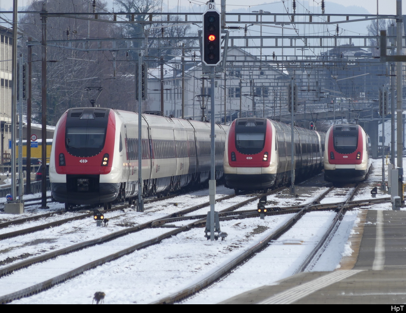 SBB -Div. ICN Abgestellt im Bahnhofsareal von Rorschach am 21.01.2024