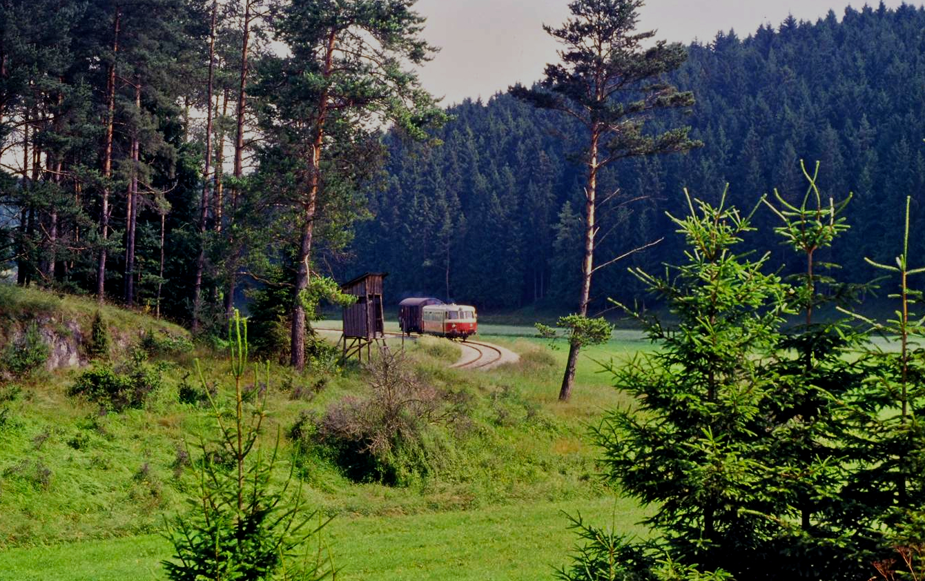 Schienenbuszug der Hohenzollerischen Landesbahn, 29.10.1984