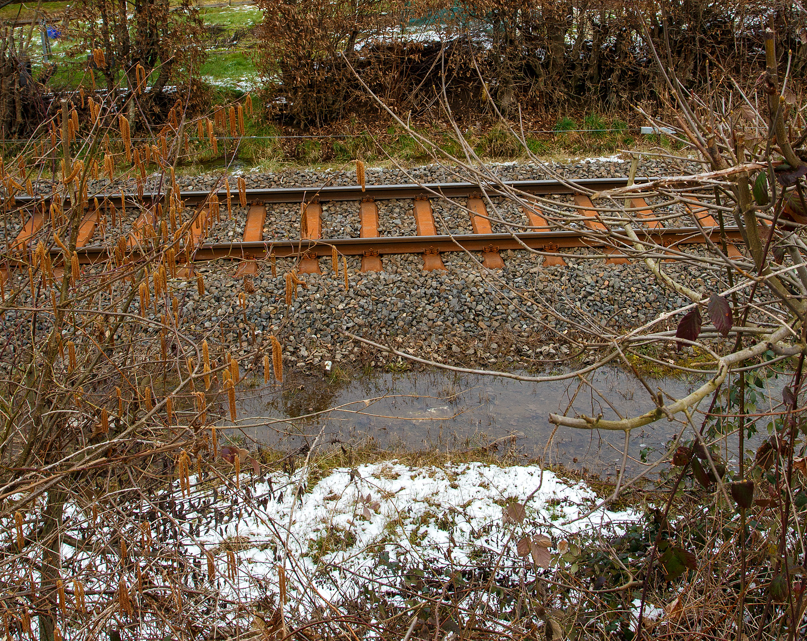 Schlimmer geht immer.....
Totalsperrung der Hellertalbahn (KBS 462 / Strecke 2651).
Nun ist Herdorf Bahntechnisch zur Insel geworden. 
Es gibt seit dem 10.03.23 eine Gleisunterspülung auf der Strecke 2651 bei km 91,0, so ist vorerst auch kein Güterverkehr von Haiger nach Herdorf möglich. Da die Strecke Betzdorf – Herdorf, bereits wegen dem Felsstutz  am 23.12.2022, seitdem gesperrt ist Herdorf nun Bahntechnisch ganz abgeschnitten. 

Auf dem Bild sieht man gut das sich das Wasser seinen Weg unter dem Gleis hindurch auf die andere Seite gesucht hat. Optisch konnte ich aber keinen großen Schaden am Gleisbett selbst sehen, aber wenn so viel Wasser hindurch gelaufen ist wird es wohl weich sein. 