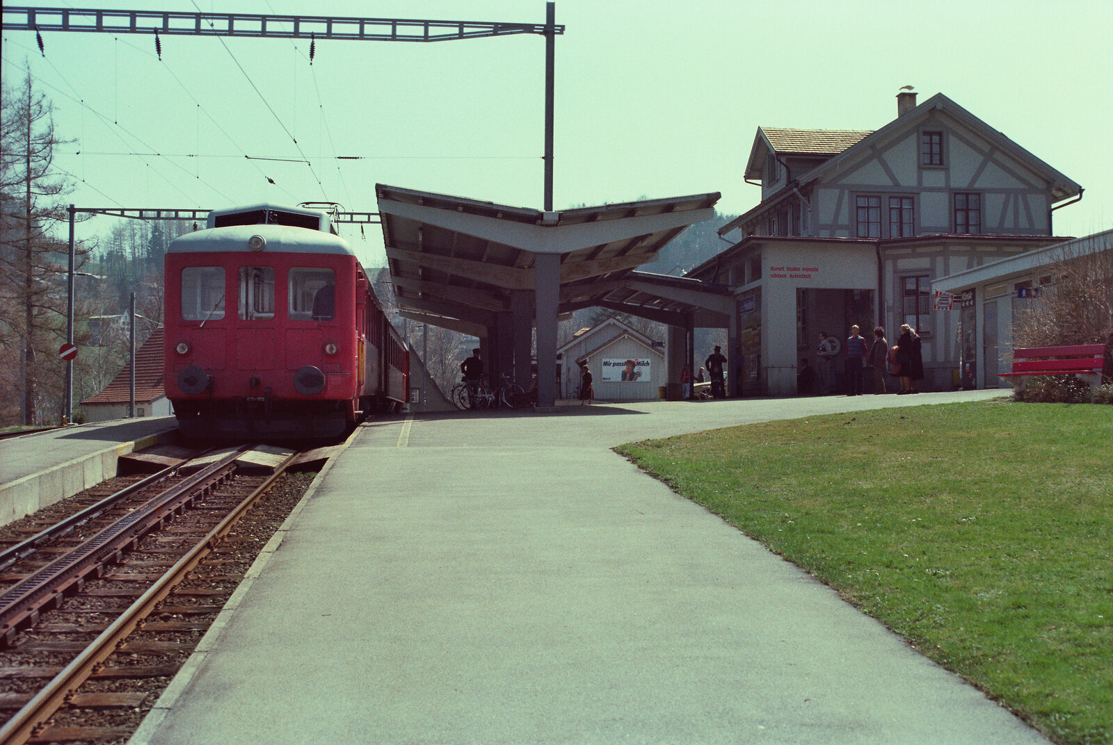 Schweizer Zahnradbahn Rorschach-Heiden (Privatbahn RHB), Bergbahnhof Heiden (20.04.1984)