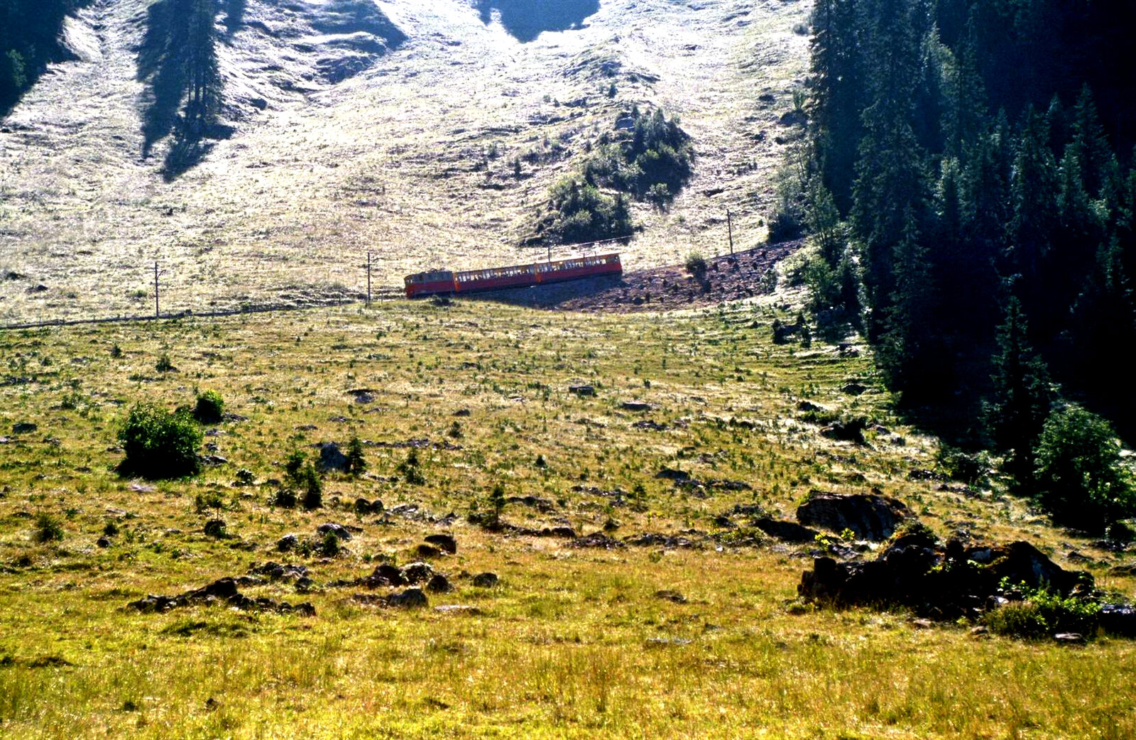 Schynige Platte-Bahn. Zahnradlok der Baureihe He 2/2 SPB