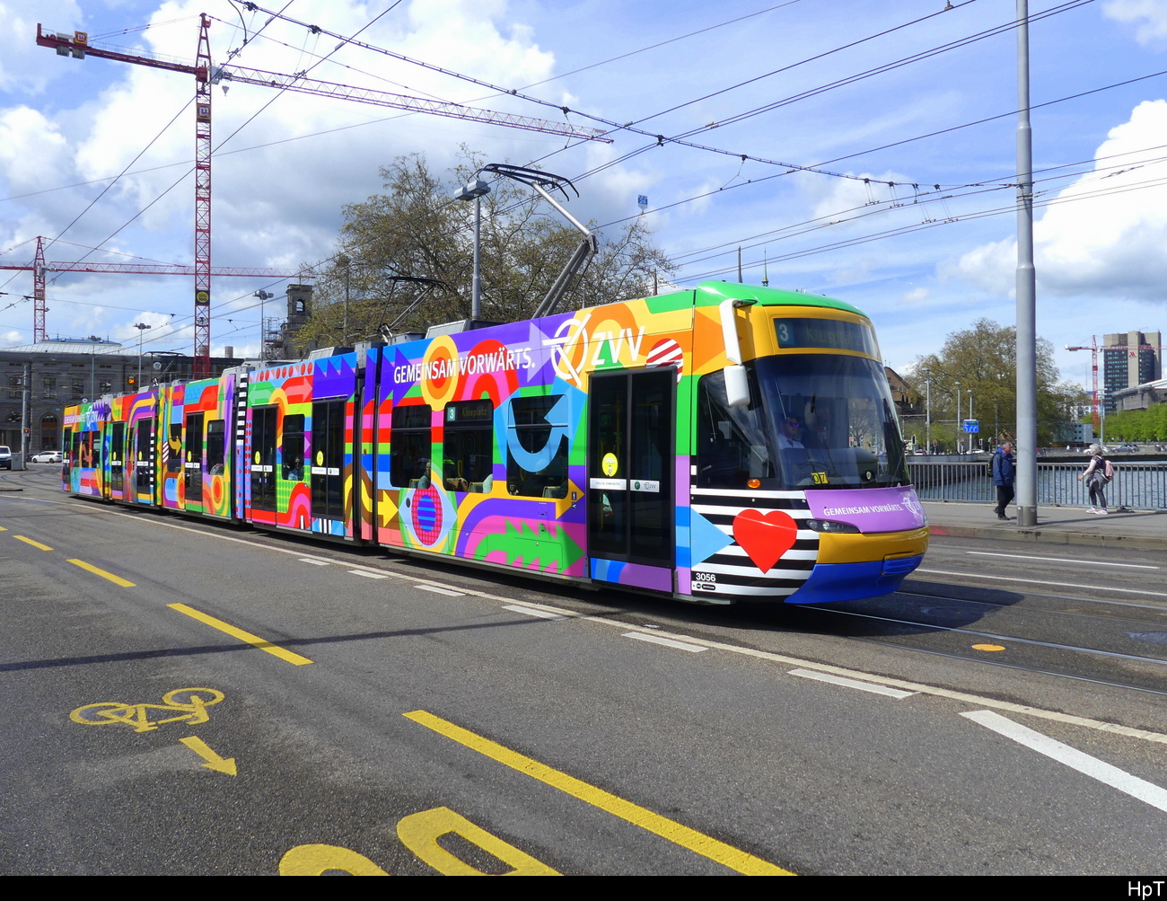 VBZ - Be 5/6  3056 mit Werbung unterwegs auf der Linie 3 in Zürich am 29.04.2023
