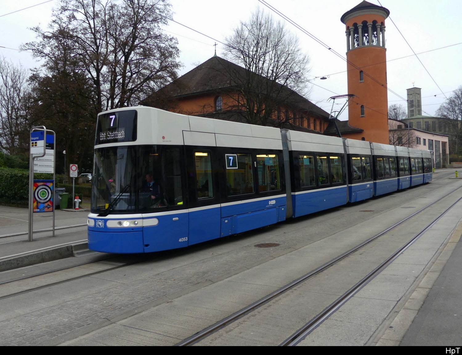 VBZ - Be 6/8 4053 unterwegs auf der Linie 7 in der Stadt Zürich am 2024.12.21