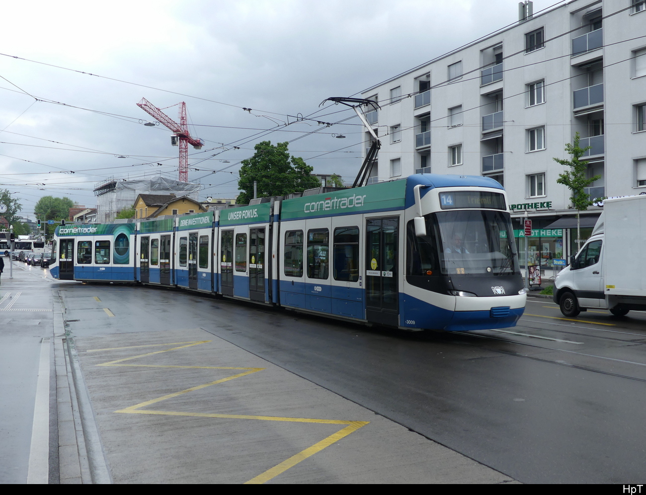 VBZ - Tram Be 5/6 3009 unterwegs auf der Linie 14 in Zürich Seebach am 13.05.2023