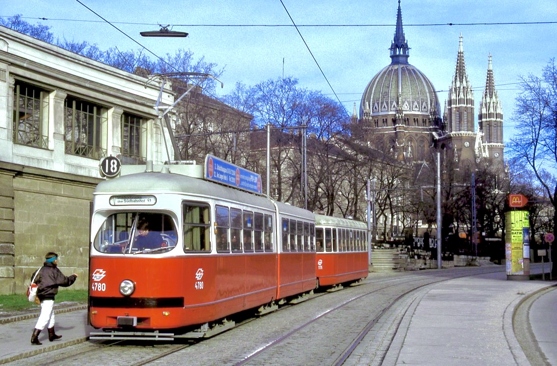 Wien 4780 + 1176, Gumpendorfer Straße, Mariahilfer Gürtel, 20.12.1986.